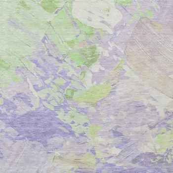 10' X 14' Lavender Mint Green And Beige Abstract Washable Indoor Outdoor Area Rug