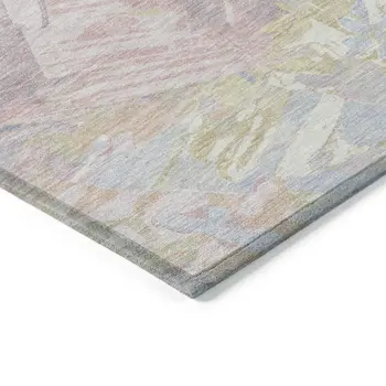 10' X 14' Sky Blue Beige And Gold Abstract Washable Indoor Outdoor Area Rug