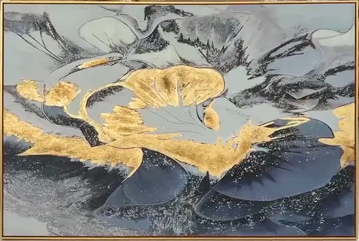 Blue And Gold Modern Abstract Gold Oil Painting Wall Art