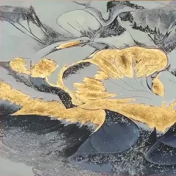 Blue And Gold Modern Abstract Gold Oil Painting Wall Art