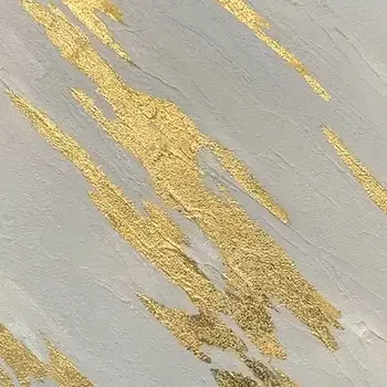 White And Gold Streaks Gold Framed Oil Painting Wall Art