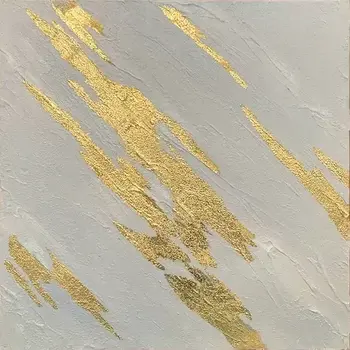 White And Gold Streaks Gold Framed Oil Painting Wall Art