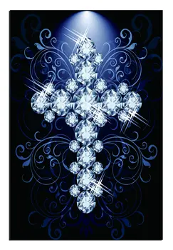 Blue Diamond Studded Cross Unframed Acrylic Wall Art
