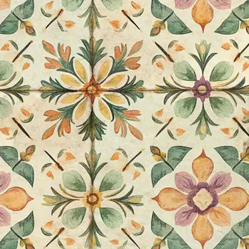 4" x 4" Green Vinyl Arabesque Peel And Stick Removable Tiles
