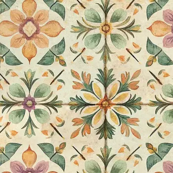 6" x 6" Green Vinyl Arabesque Peel And Stick Removable Tiles