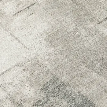 8' Beige And Gray Round Geometric Washable Indoor Outdoor Area Rug