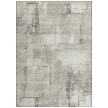 8' X 10' Beige And Gray Geometric Washable Indoor Outdoor Area Rug