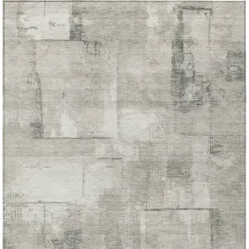 9' X 12' Beige And Gray Geometric Washable Indoor Outdoor Area Rug