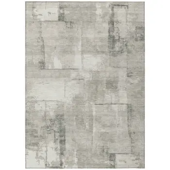9' X 12' Beige And Gray Geometric Washable Indoor Outdoor Area Rug
