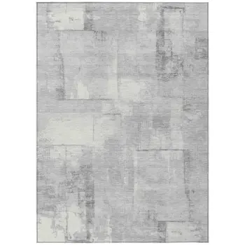 10' X 14' Gray And Silver Geometric Washable Indoor Outdoor Area Rug