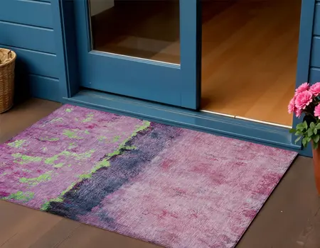 3' X 5' Blush And Mint Green Abstract Washable Indoor Outdoor Area Rug