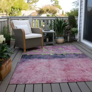 3' X 5' Blush And Mint Green Abstract Washable Indoor Outdoor Area Rug