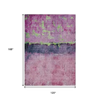 10' X 14' Blush And Mint Green Abstract Washable Indoor Outdoor Area Rug