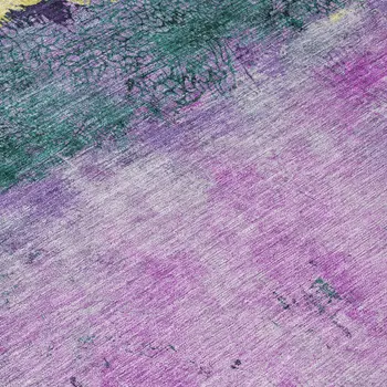 8' Plum And Gold Round Abstract Washable Indoor Outdoor Area Rug