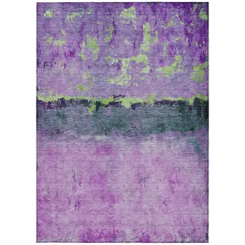 3' X 5' Purple And Mint Green Abstract Washable Indoor Outdoor Area Rug