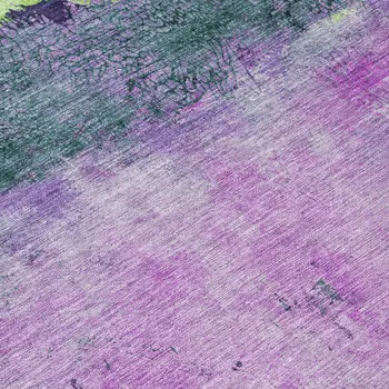 8' Purple And Mint Green Round Abstract Washable Indoor Outdoor Area Rug