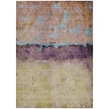 3' X 5' Salmon And Sky Blue Abstract Washable Indoor Outdoor Area Rug