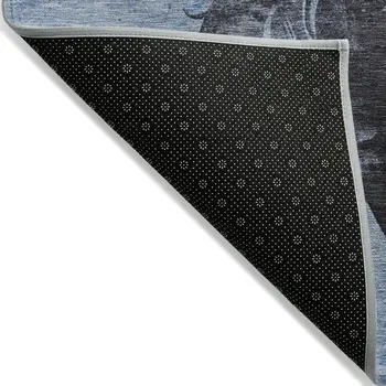 9' X 12' Denim Blue And Charcoal Horse Washable Indoor Outdoor Area Rug
