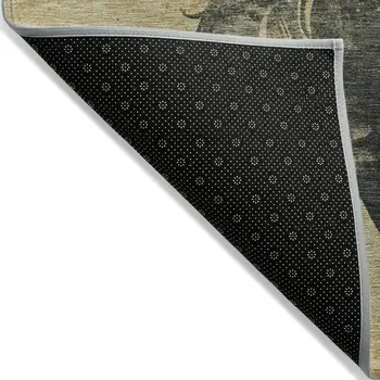 10' X 14' Gold And Charcoal Horse Washable Indoor Outdoor Area Rug