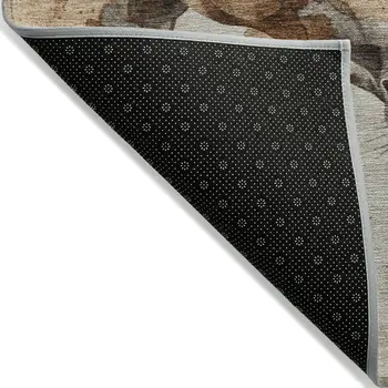 9' X 12' Beige And Gray Horse Washable Indoor Outdoor Area Rug