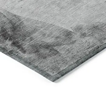3' X 5' Gray And Silver Horse Washable Indoor Outdoor Area Rug