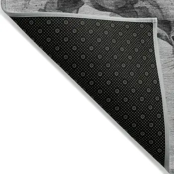 9' X 12' Gray And Silver Horse Washable Indoor Outdoor Area Rug