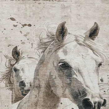 10' X 14' Ivory And Gray Horse Washable Indoor Outdoor Area Rug