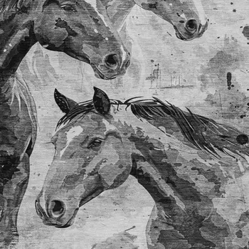 10' X 14' Gray And Silver Horse Washable Indoor Outdoor Area Rug