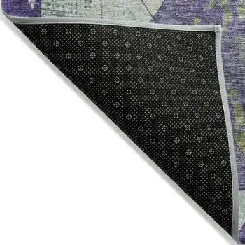 8' X 10' Eggplant And Gold Geometric Washable Indoor Outdoor Area Rug
