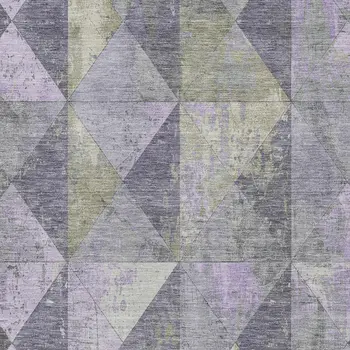 3' X 5' Lavender And Fern Green Geometric Washable Indoor Outdoor Area Rug