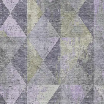 8' X 10' Lavender And Fern Green Geometric Washable Indoor Outdoor Area Rug