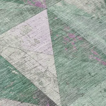 8' Sage And Purple Round Geometric Washable Indoor Outdoor Area Rug