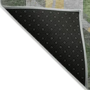 9' X 12' Green Gold And Silver Geometric Washable Indoor Outdoor Area Rug