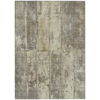 8' X 10' Beige Gold And Khaki Abstract Washable Indoor Outdoor Area Rug