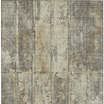 10' X 14' Beige Gold And Khaki Abstract Washable Indoor Outdoor Area Rug