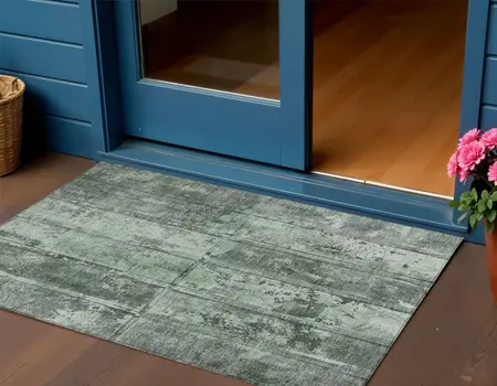 3' X 5' Green Charcoal And Gray Abstract Washable Indoor Outdoor Area Rug