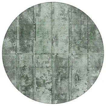 8' Green Charcoal And Gray Round Abstract Washable Indoor Outdoor Area Rug