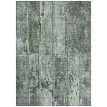 8' X 10' Green Charcoal And Gray Abstract Washable Indoor Outdoor Area Rug