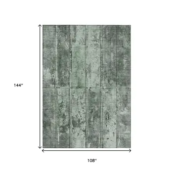 9' X 12' Green Charcoal And Gray Abstract Washable Indoor Outdoor Area Rug