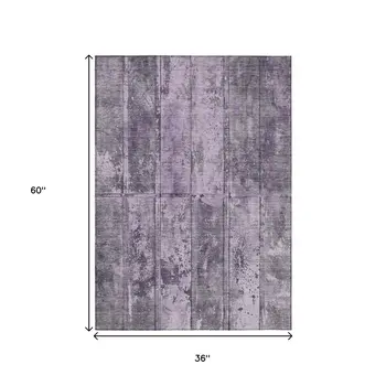 3' X 5' Purple Lavender And Gray Abstract Washable Indoor Outdoor Area Rug