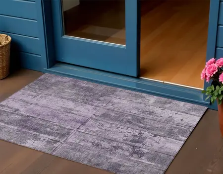 3' X 5' Purple Lavender And Gray Abstract Washable Indoor Outdoor Area Rug