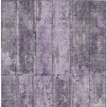 5' X 8' Purple Lavender And Gray Abstract Washable Indoor Outdoor Area Rug