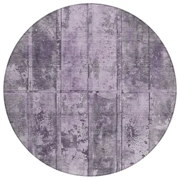 8' Purple Lavender And Gray Round Abstract Washable Indoor Outdoor Area Rug