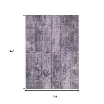 9' X 12' Purple Lavender And Gray Abstract Washable Indoor Outdoor Area Rug
