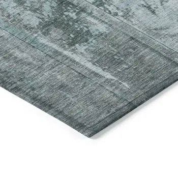 3' X 5' Teal Blue Charcoal And Gray Abstract Washable Indoor Outdoor Area Rug