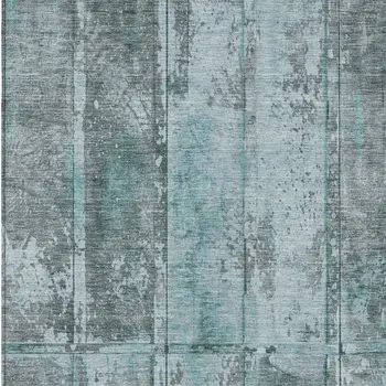 3' X 5' Teal Blue Charcoal And Gray Abstract Washable Indoor Outdoor Area Rug