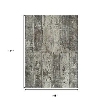 9' X 12' Taupe Beige And Brown Abstract Washable Indoor Outdoor Area Rug