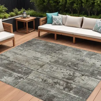 9' X 12' Taupe Beige And Brown Abstract Washable Indoor Outdoor Area Rug