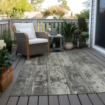 9' X 12' Taupe Beige And Brown Abstract Washable Indoor Outdoor Area Rug