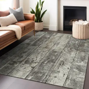 9' X 12' Taupe Beige And Brown Abstract Washable Indoor Outdoor Area Rug